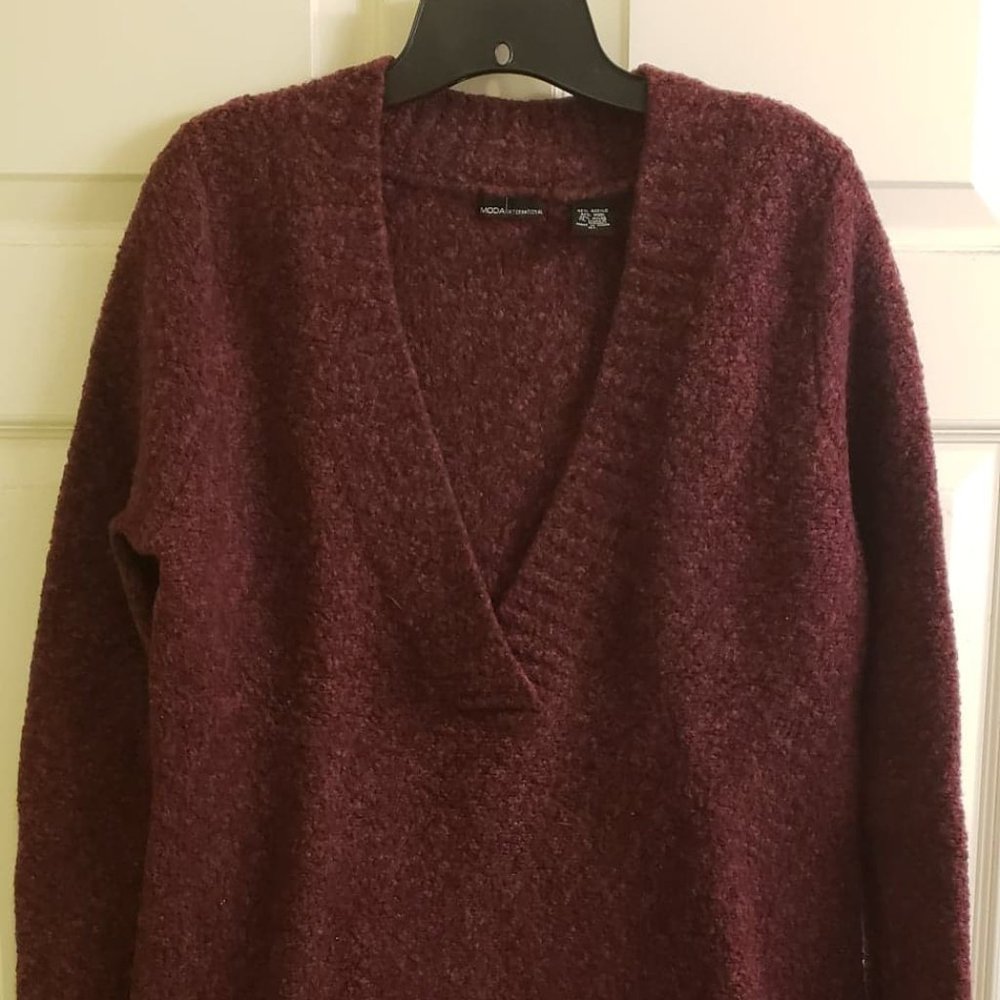 Moda International Deep-V Wool Blend Sweater